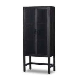 Caprice Narrow Cabinet - Black Natural Cane