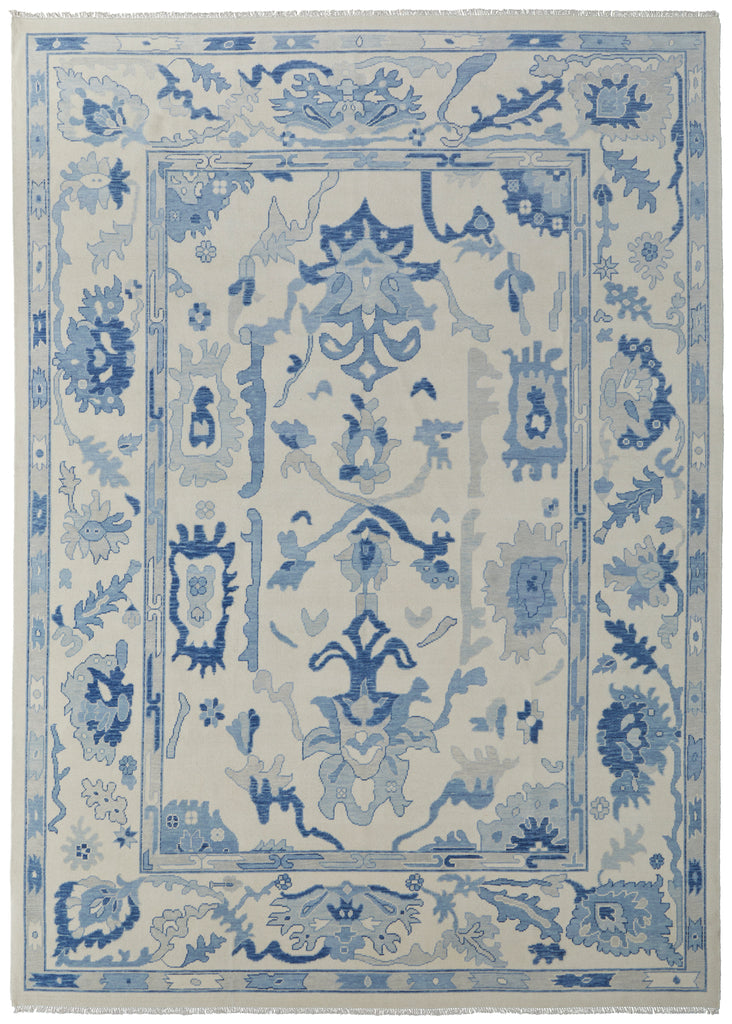 Karina Transitional Floral Botanical Ivory Blue Area Rug (8'6" x 11'6")