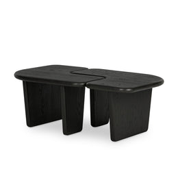 Kayin Bunching Coffee Tables - Set Of 2 - Brushed Black Oak Solid