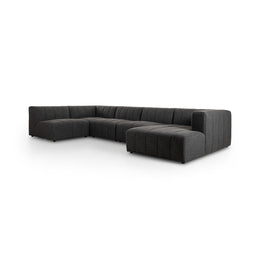 Langham Channeled 5-Piece Sectional W/ RAF Chaise - Saxon Charcoal