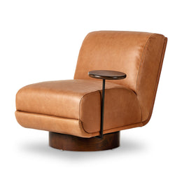 Bronwyn Swivel Chair + Side Table - Palermo Cognac