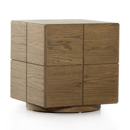 Cube End Table-Drifted Oak Solid