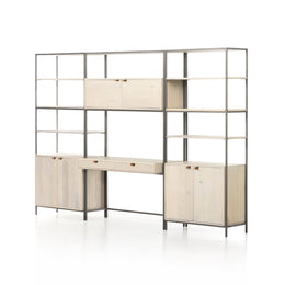 Trey Modular Wall Desk With 2 Bookcases - Dove Poplar