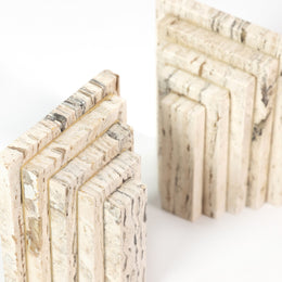 Stepped Bookends - White Travertine