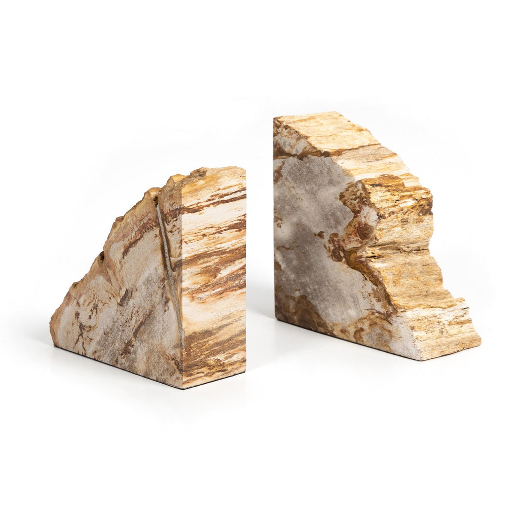 Petrified Wood Book Ends - Light Petrified Wood