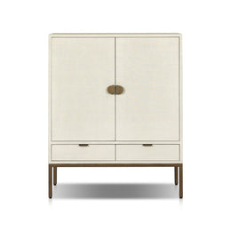 Cressida Bar Cabinet, Ivory Painted Linen