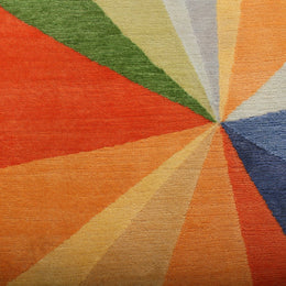 Mid Century Modern Style Geometric Multicolor Wool And Silk Custom Rug - 23200