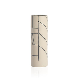 Cara Cylinder Vase-Black On White