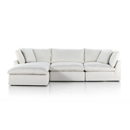 Stevie 3-Piece Sectional, Left Arm Facing with Ottoman - Anders Ivory