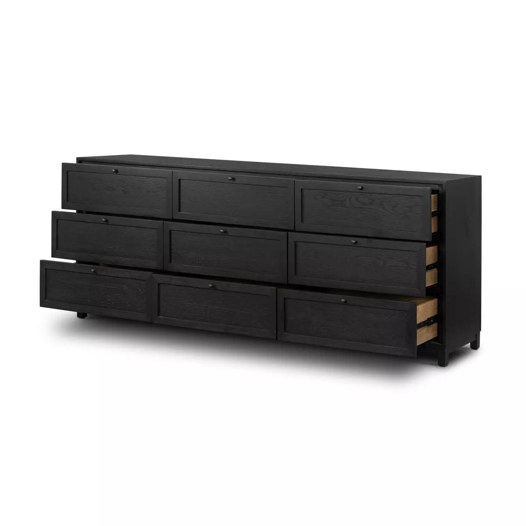 Millie 9 Drawer Dresser, Drifted Matte Black Veneer