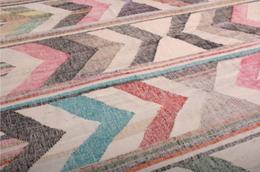 Contemporary Kilim Wool Beige Pink Chevron Arrow Pattern