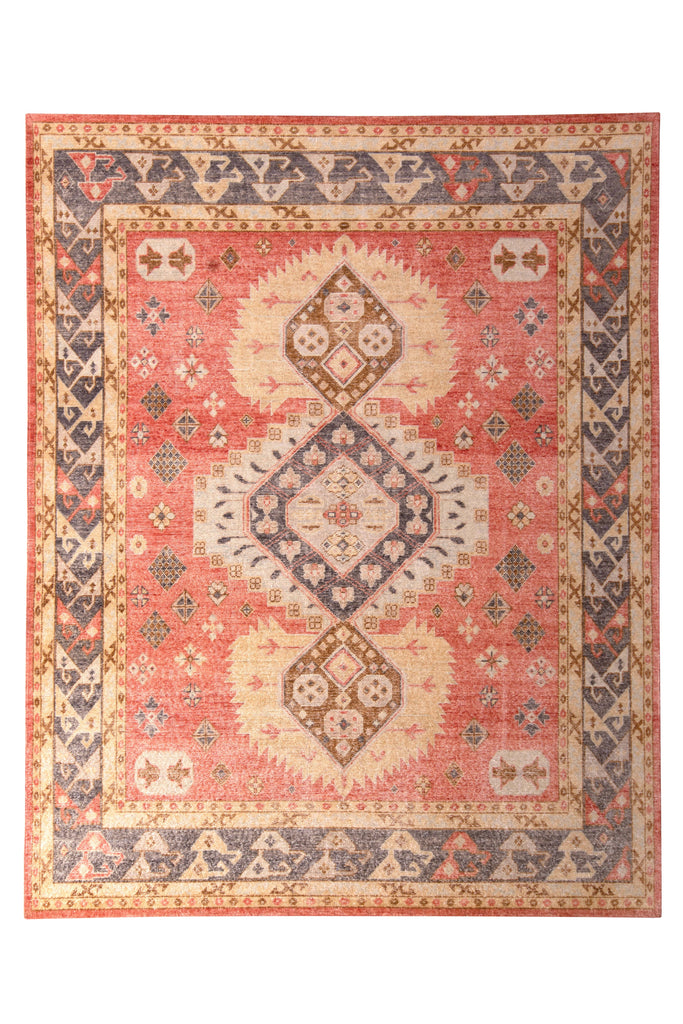 Distressed Classic Red Rug 19Th-Century Medallion Pattern - 23520