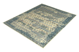 Hand-Knotted Agra Style Rug Beige Brown Distressed Floral Pattern - 23522