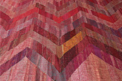 Modern Kilim Red Pink Chevron Pattern Flat Weave By Rug & Kilim