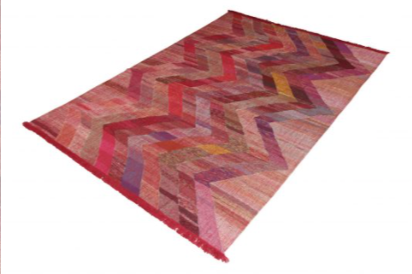 Modern Kilim Red Pink Chevron Pattern Flat Weave By Rug & Kilim