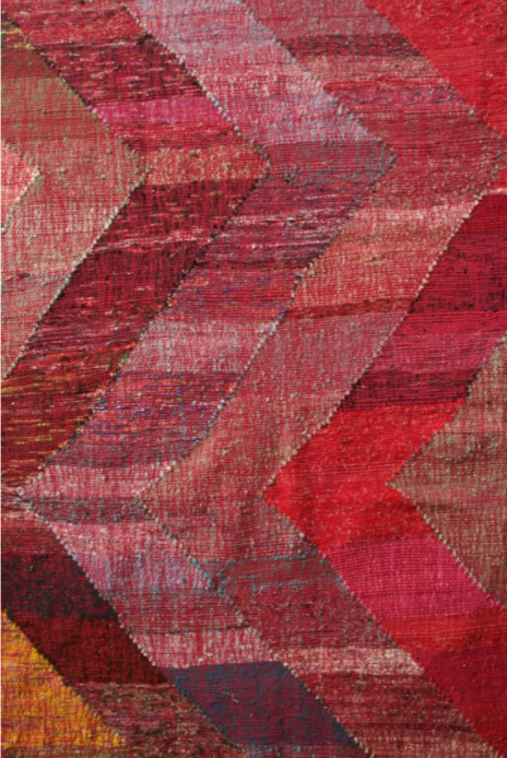 Modern Kilim Red Pink Chevron Pattern Flat Weave By Rug & Kilim