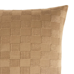 Handwoven Checked Pillow - Khaki Cotton