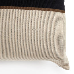 Handwoven Merido Pillow - Black - Beige Cotton