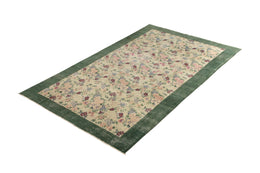 1960S Vintage Mid-Century Rug Pink And Green Transitional Floral Pattern - 23579