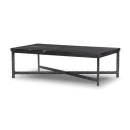 Hammered Iron Coffee Table - Charcoal Marble