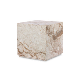 Modern Marble Plinth End Table - Desert Taupe Marble