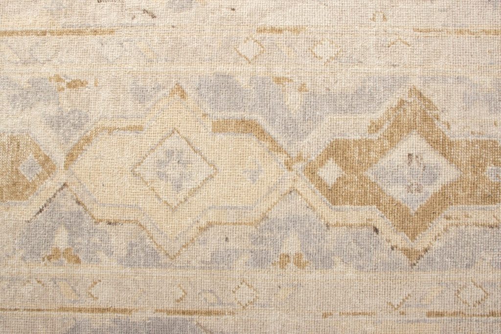 Rug & Kilim's Distressed Style Rug In Beige-Brown And Blue Geometric Pattern