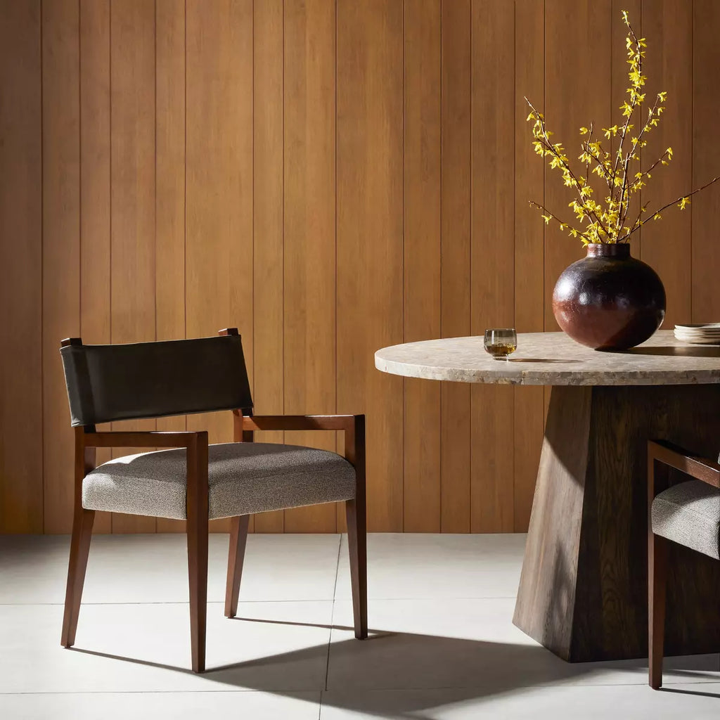 Ferris Dining Armchair - Nubuck Charcoal by Four Hands