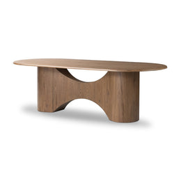 Olexey Oval Dining Table, Rubbed Light Oak