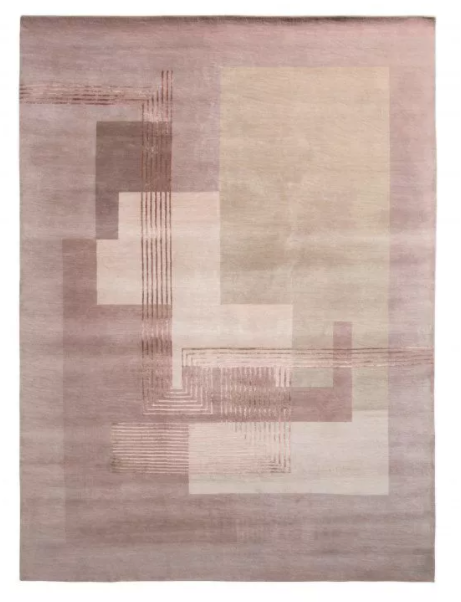 Hand-Knotted Art Deco Style Rug In Pink Geometric Pattern By Rug & Kilim