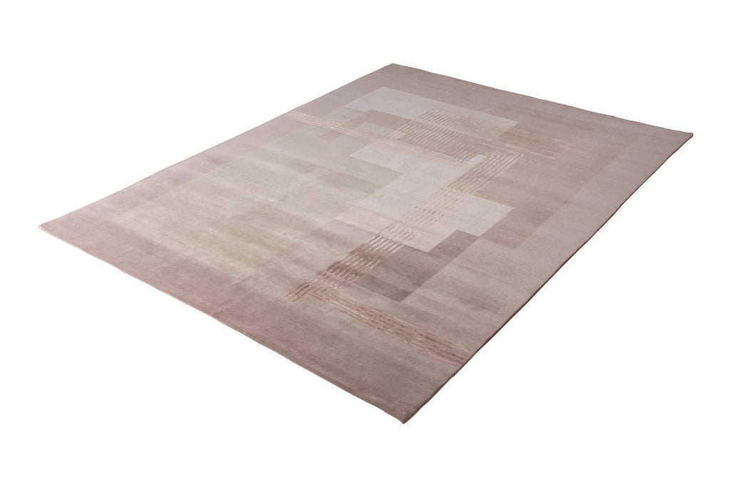 French Art Deco Rug in Pink with Geometric Patterns