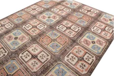 Rug & Kilim's Bokhara Style Distressed Rug In Beige Grown Geometric Pattern