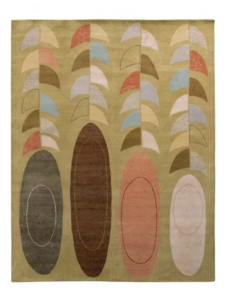 Rug & Kilim's Mid-Century Modern Style Rug In Green Multicolor Geometric Pattern