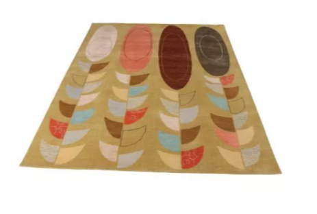 Rug & Kilim's Mid-Century Modern Style Rug In Green Multicolor Geometric Pattern