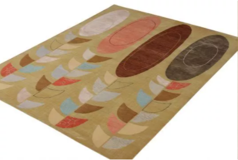 Rug & Kilim's Mid-Century Modern Style Rug In Green Multicolor Geometric Pattern