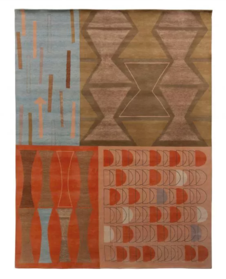 Rug & Kilim's Mid-Century Modern Style Rug In Beige-Brown And Red Retro Pattern