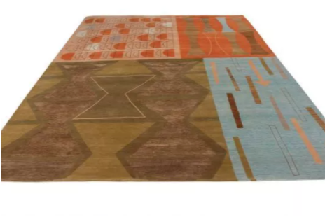 Rug & Kilim's Mid-Century Modern Style Rug In Beige-Brown And Red Retro Pattern