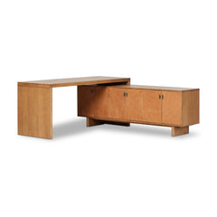 Posada L-Shaped Desk, Amber Oak Veneer
