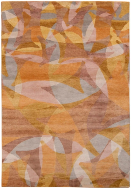 Rug & Kilim's Mid-Century Modern Style Rug In Gold Brown Geometric Pattern