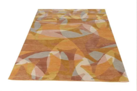 Rug & Kilim's Mid-Century Modern Style Rug In Gold Brown Geometric Pattern