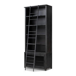 Admont Bookcase and Ladder - Worn Black