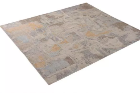 Rug & Kilim's Distressed Abstract Rug In Beige-Brown And Blue Geometric Pattern