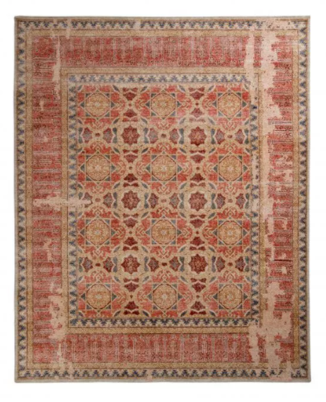 Rug & Kilim's Distressed Style Rug In Red And Beige Brown Geometric Pattern