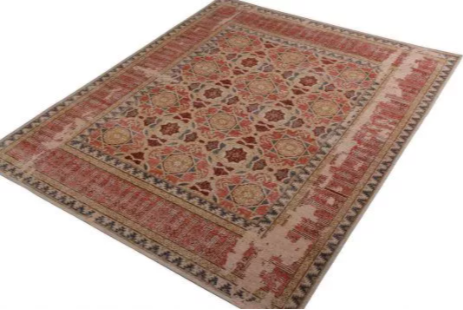 Rug & Kilim's Distressed Style Rug In Red And Beige Brown Geometric Pattern