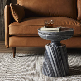 Rowe End Table - Ebony Marble Solid