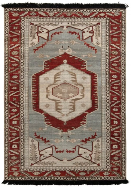 Rug & Kilim's Transitional Style Rug In Blue And Red Medallion Pattern