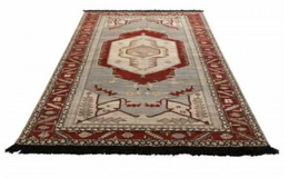 Rug & Kilim's Transitional Style Rug In Blue And Red Medallion Pattern