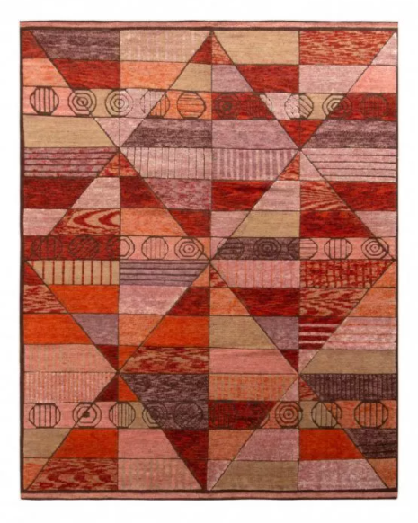 Rug & Kilim's Scandinavian Style Rug In Orange Red And Pink Geometric Pattern