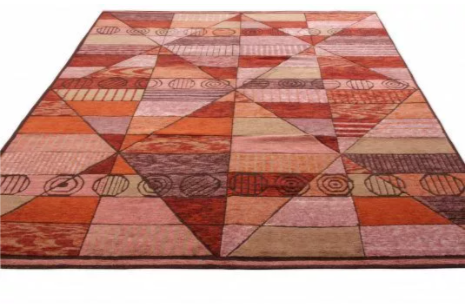 Rug & Kilim's Scandinavian Style Rug In Orange Red And Pink Geometric Pattern