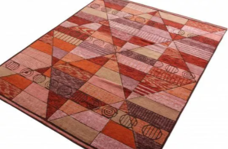 Rug & Kilim's Scandinavian Style Rug In Orange Red And Pink Geometric Pattern