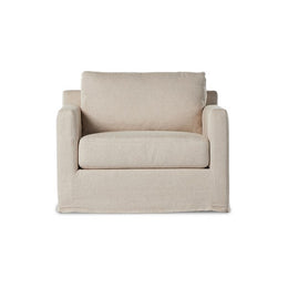 Hampton Slipcover Swivel Chair-Creme